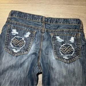 Helix Men's Jeans 36X32 Straight Distressed Washed Cotton Denim Pocket Instinct